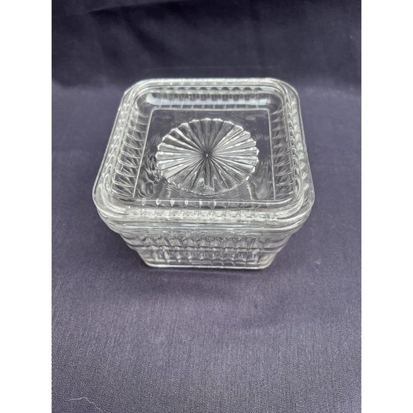 Hoosier Glass Square Refrigerator Dish Clear Square with Cover Lid Depre… - Picture 2 of 12